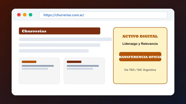 Vista del activo digital estratégico churrerias.com.ar y transferencia formal